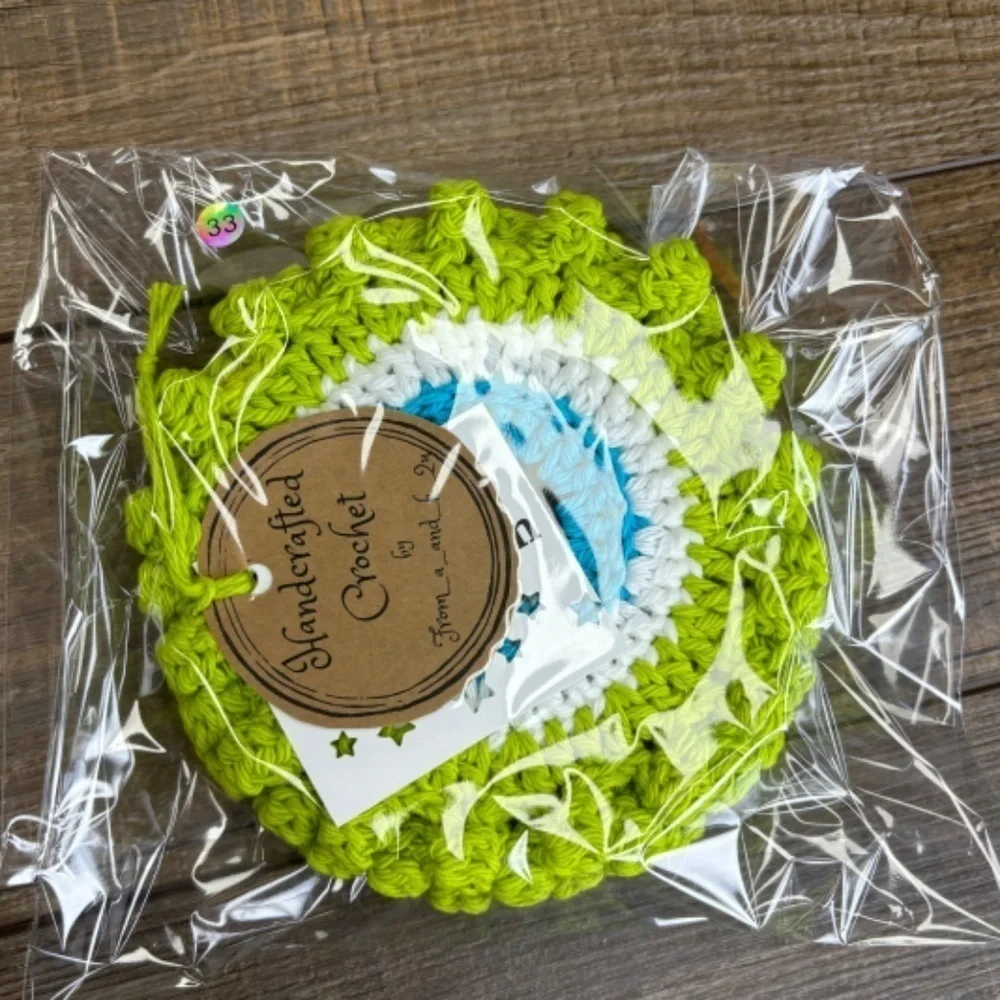 Evil Eye Halloween Monster‎ Coasters Cup Mug Cotton Set of 4 Handcrafted Crochet